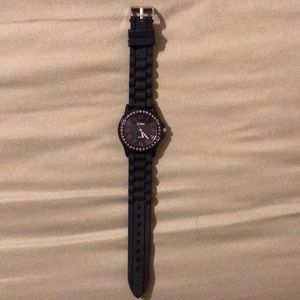 Black watch with pink jewels sport band